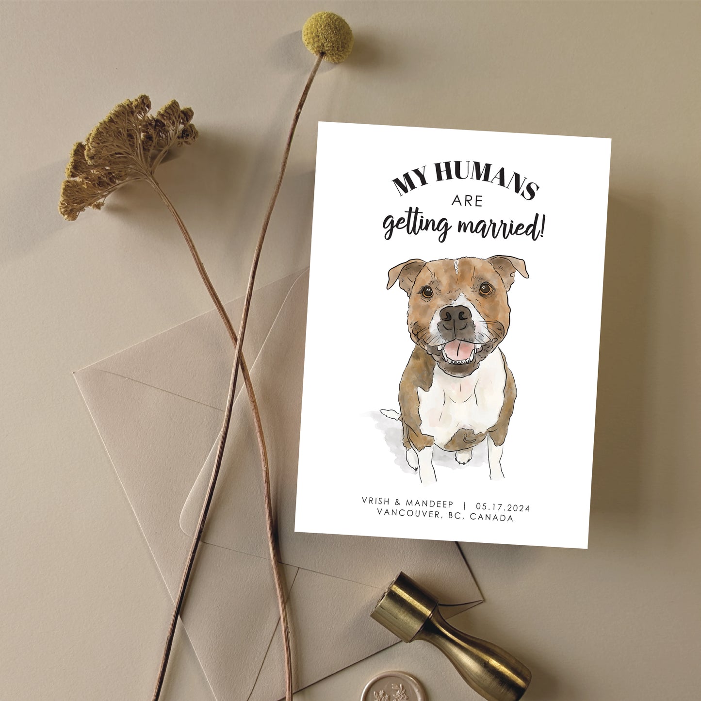 Digital Save the Date - My humans are getting married!  Pet Illustration