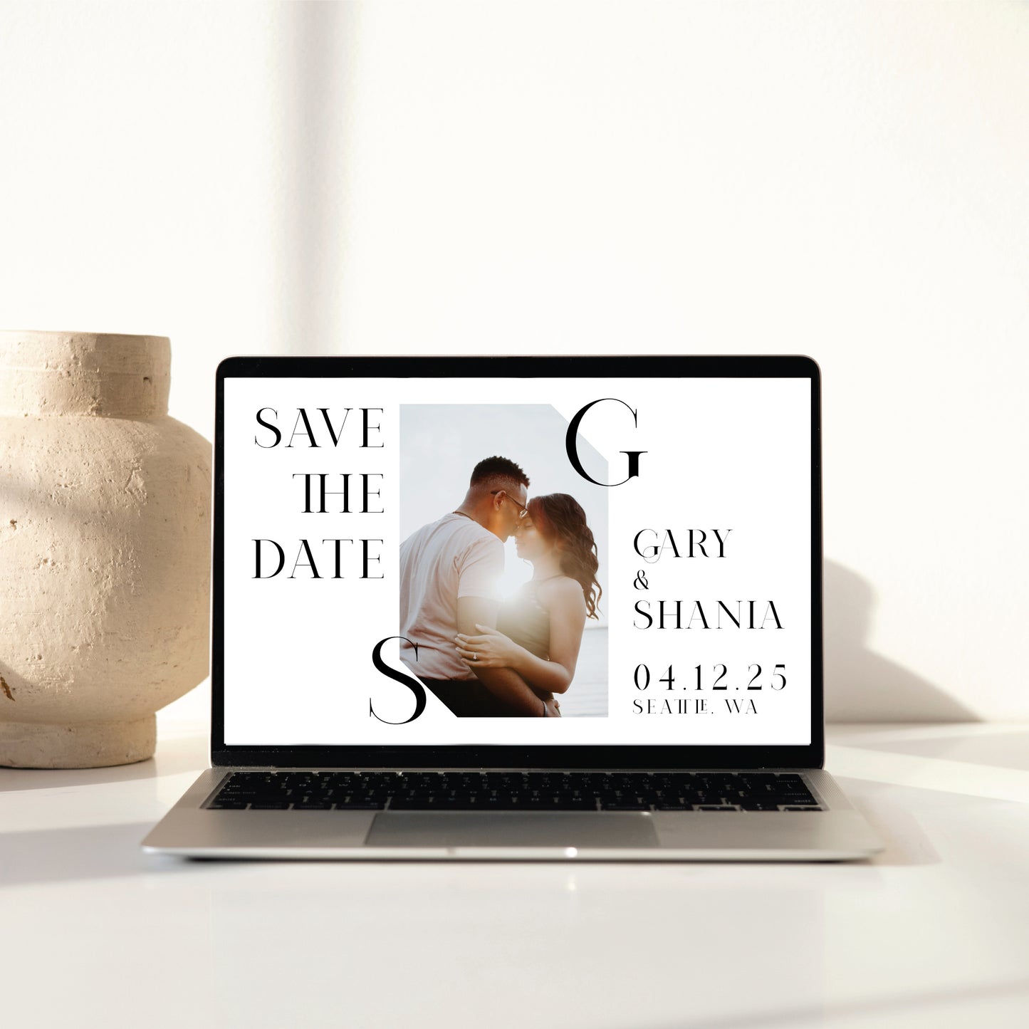 Digital Save the Date - Monogram Corners