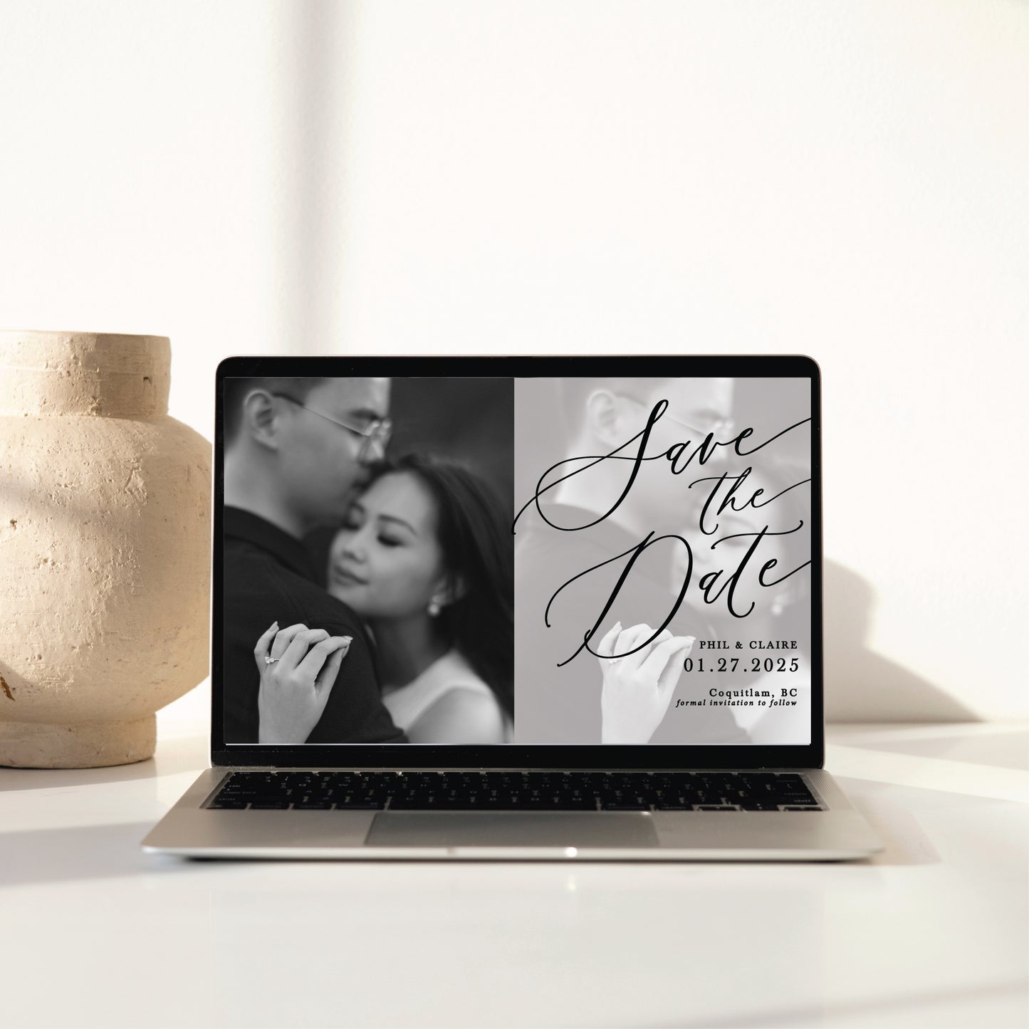 Digital Save the Date - Engagement Photo Overlaying Script