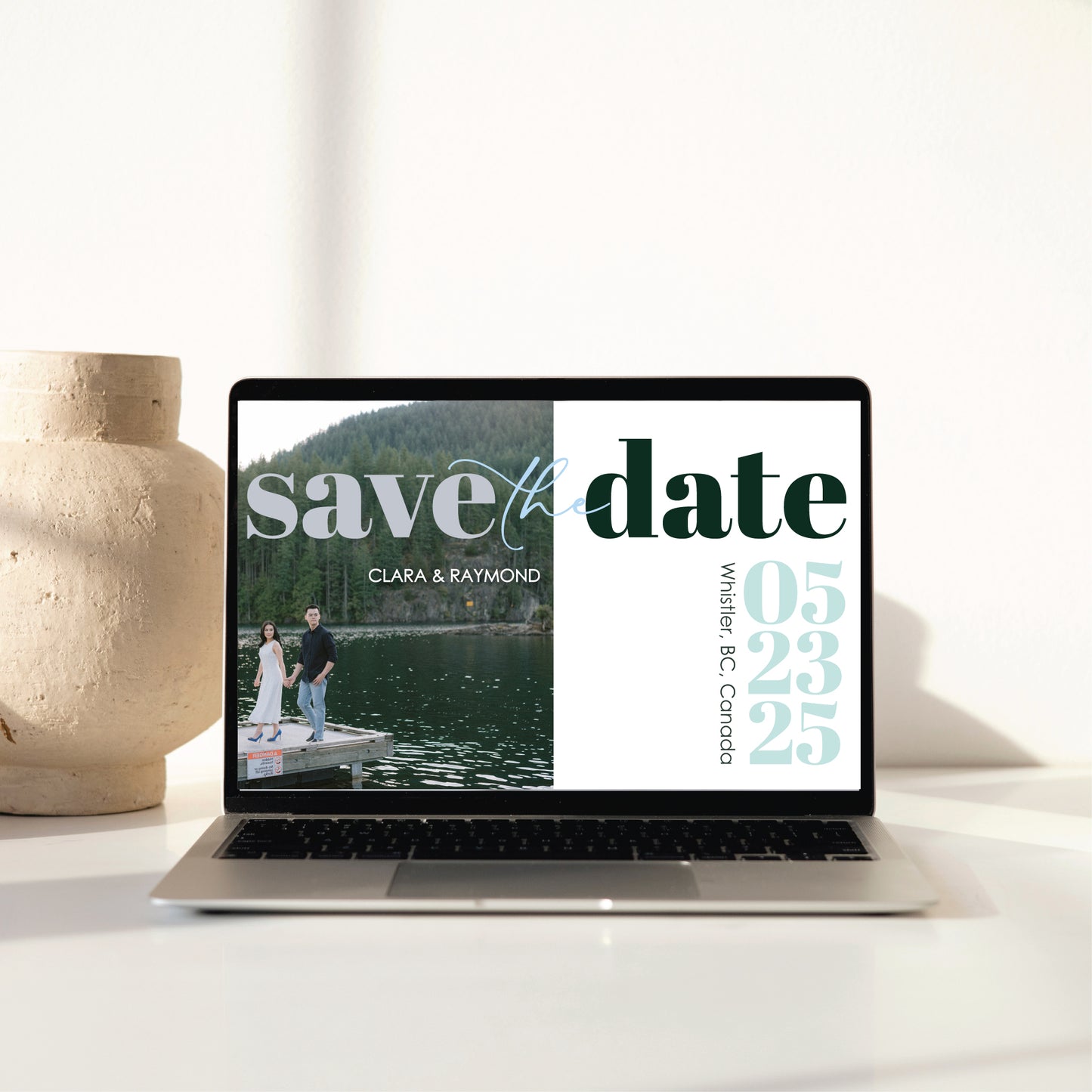 Digital Save the Date - Engagement Photo Bold Text Grid