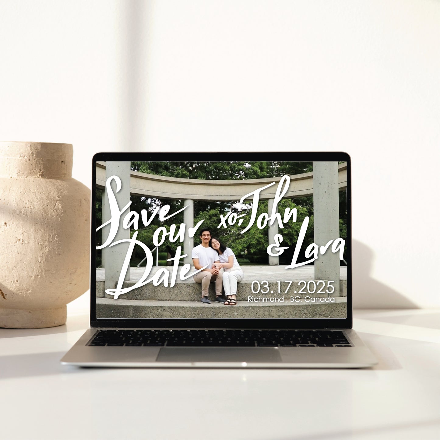 Digital Save the Date - Engagement Photo Large Brush Script