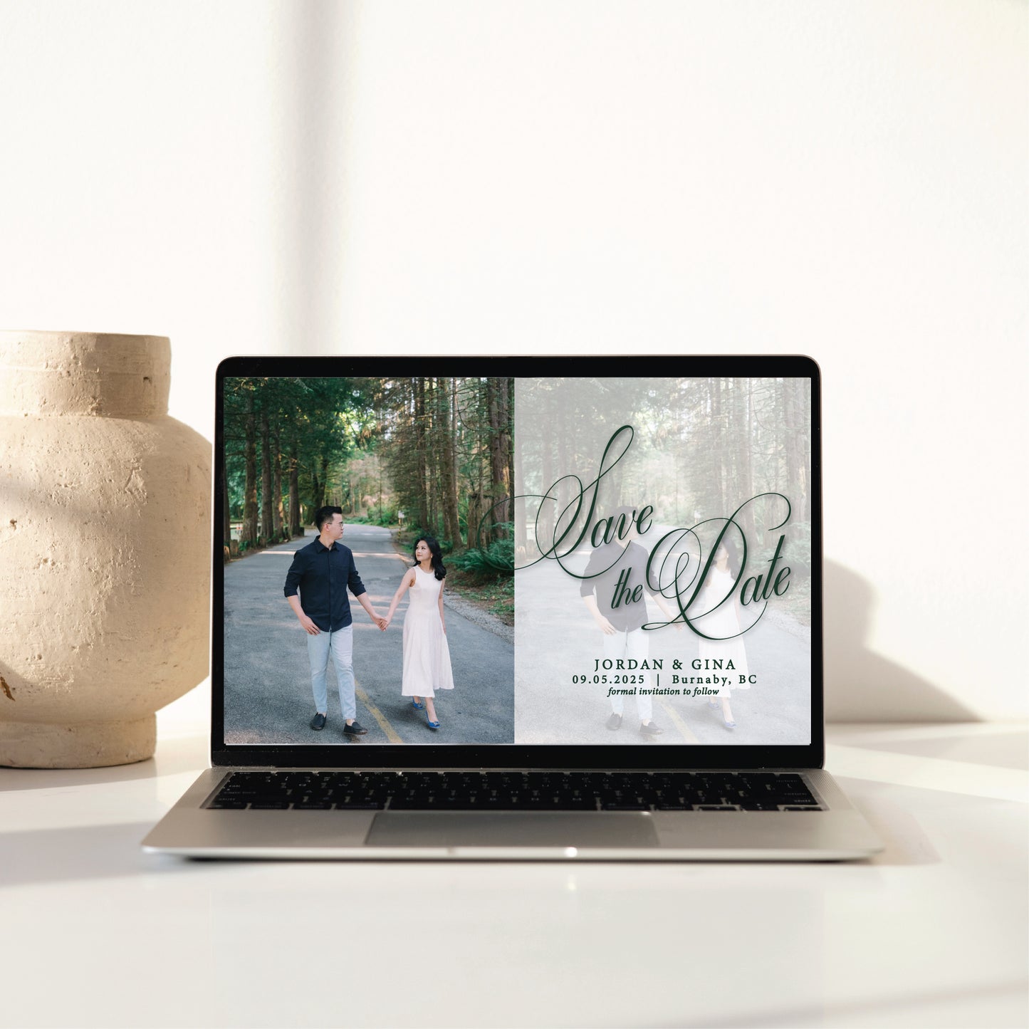 Digital Save the Date - Engagement Photo with Large Script