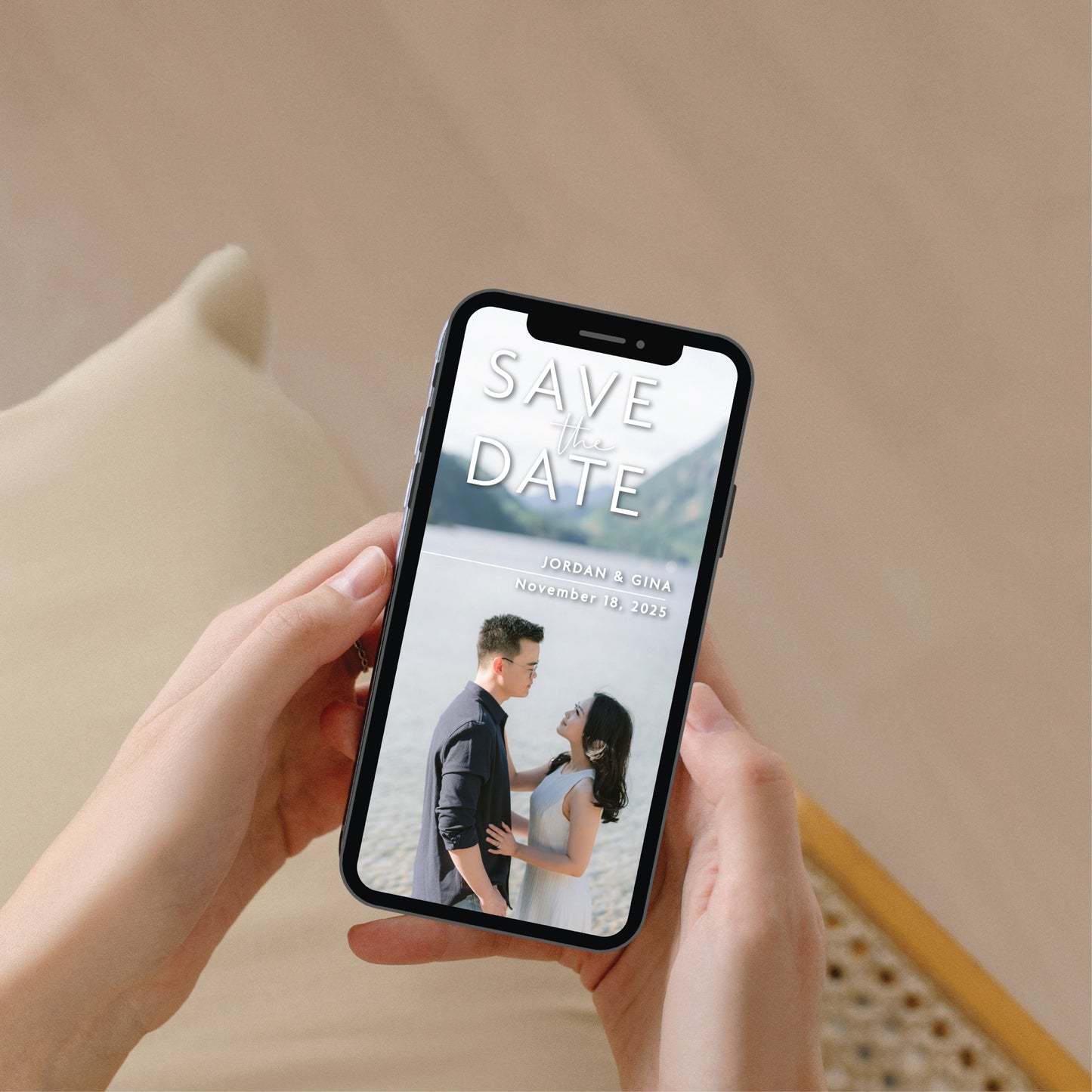 Digital Save the Date - Engagement Photo Modern Minimalist