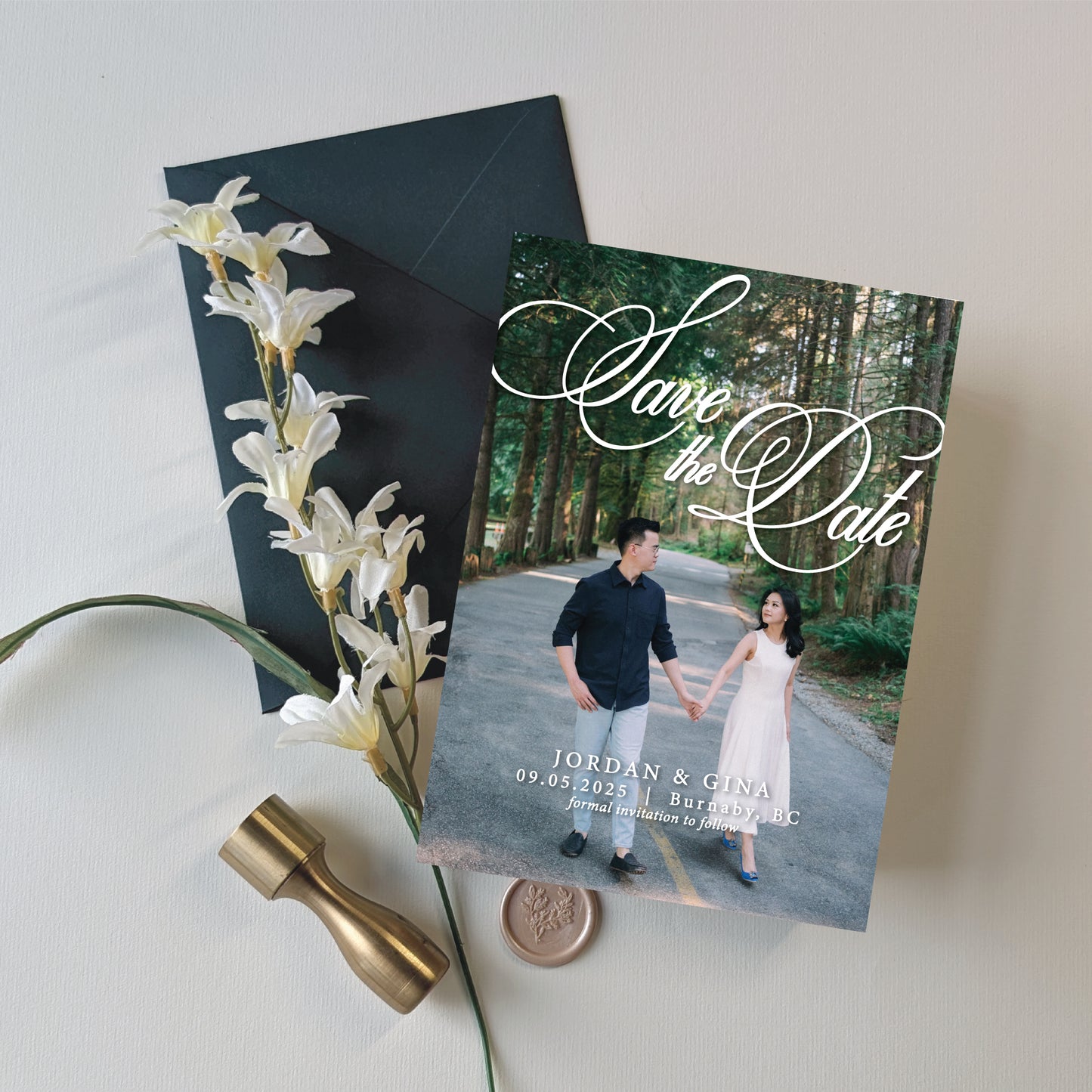 Digital Save the Date - Engagement Photo with Large Script