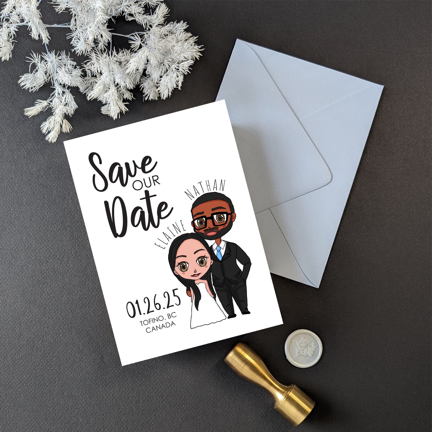 Digital Save the Date - Chibi Couple