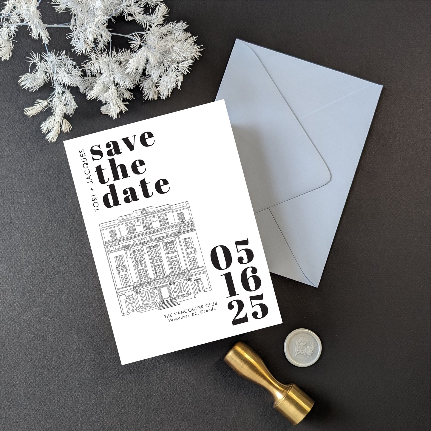 Venue Outline Illustration with Bold Modern Text