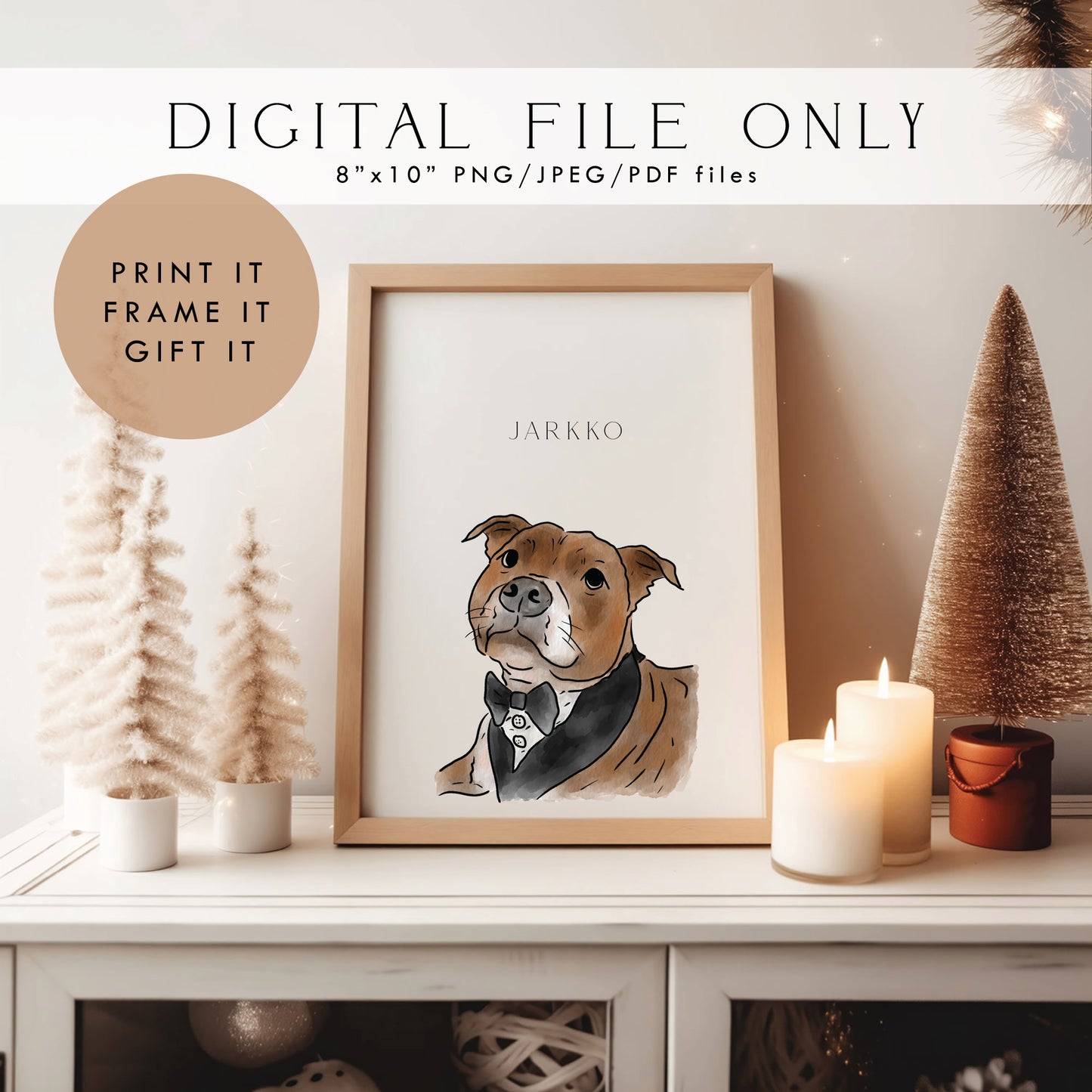 Digital File - Custom Pet Illustration (Outline with Colour)