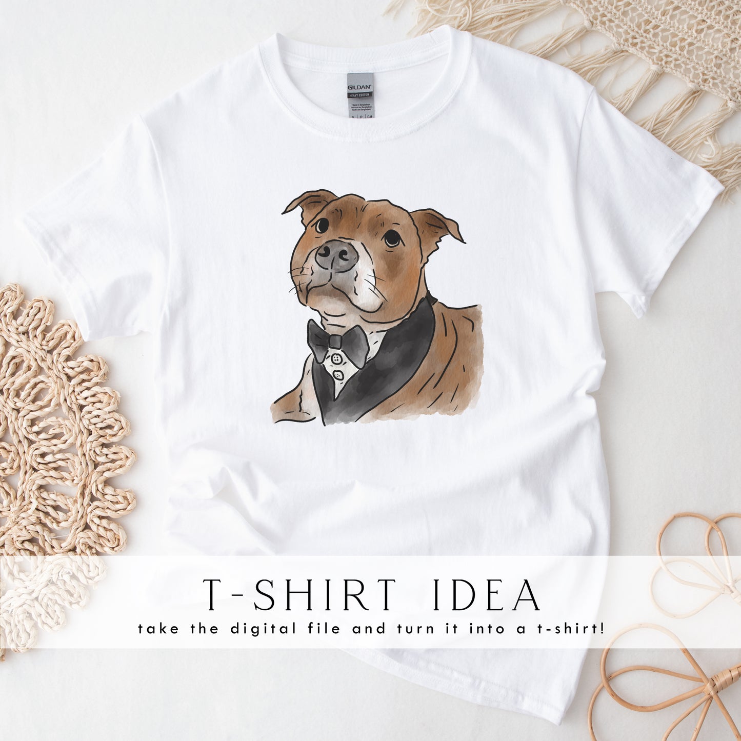 Digital File - Custom Pet Illustration (Outline with Colour)