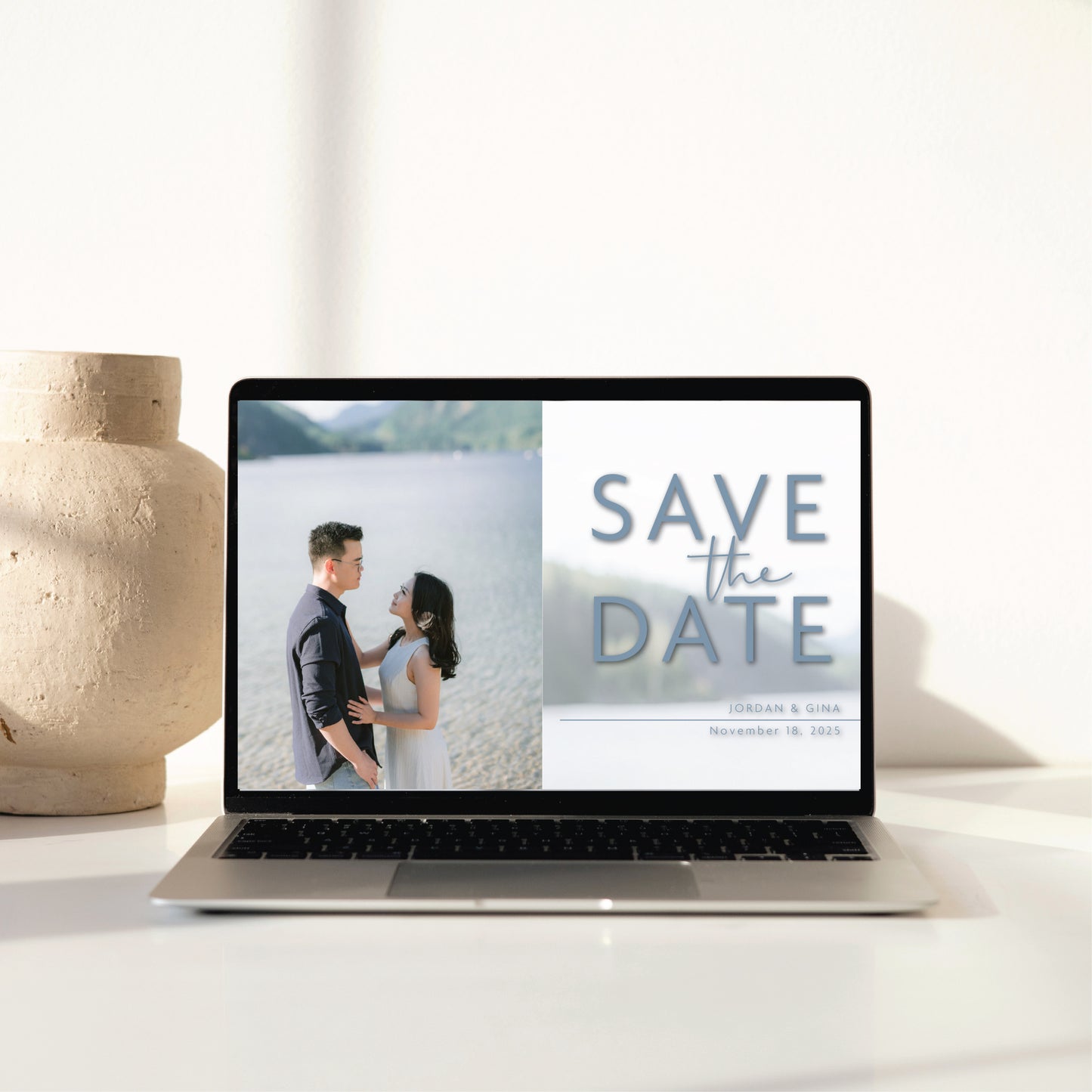 Digital Save the Date - Engagement Photo Modern Minimalist