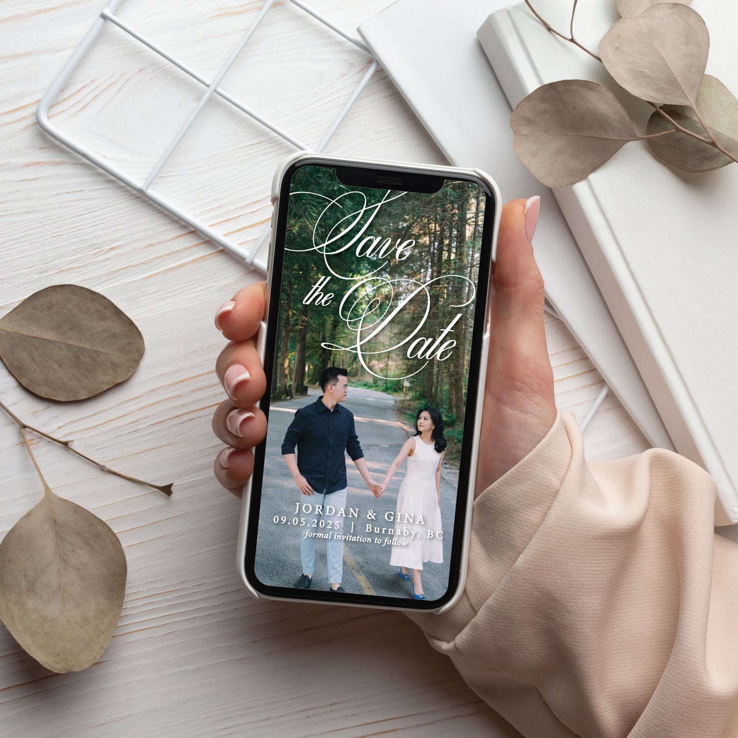 Digital Save the Date - Engagement Photo with Large Script
