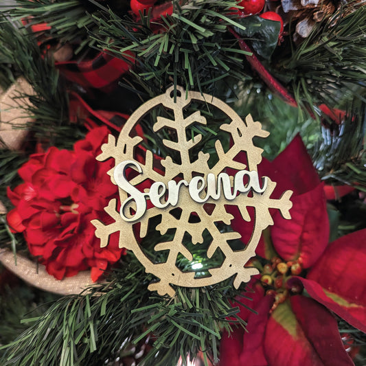 Ornament - Double Layered Oval Snowflake Frame