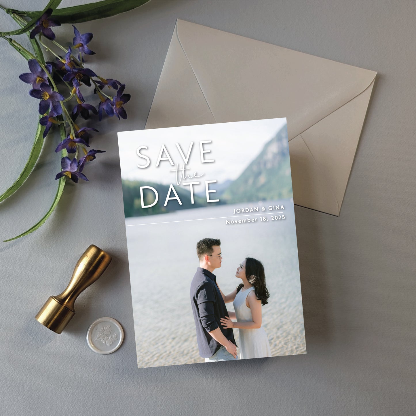 Digital Save the Date - Engagement Photo Modern Minimalist