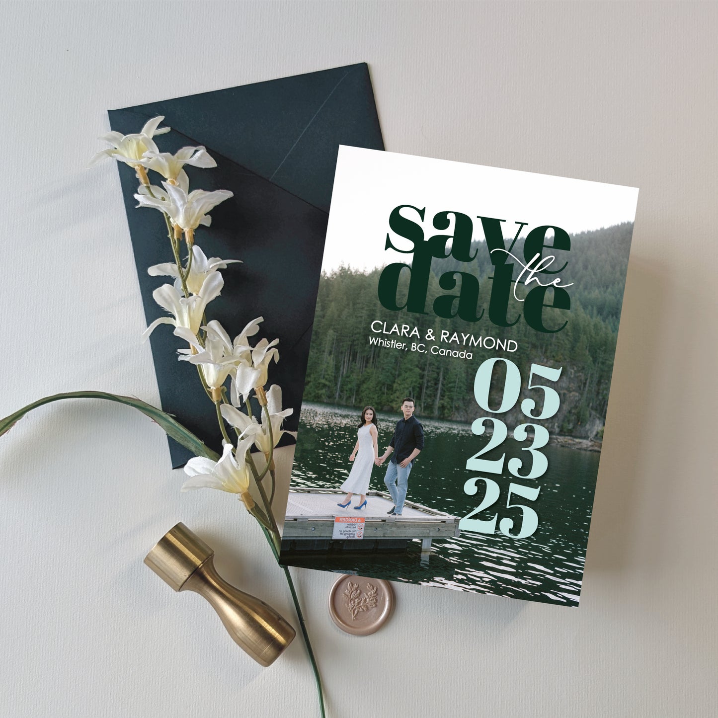 Digital Save the Date - Engagement Photo Bold Text Grid