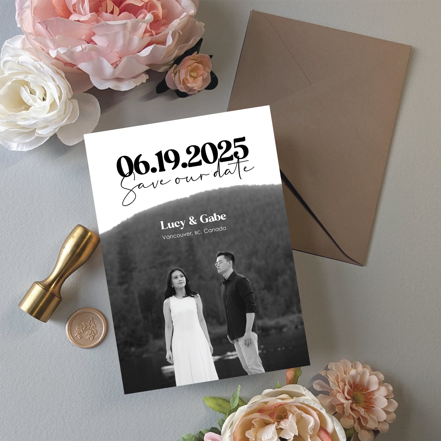 Digital Save the Date - Engagement Photo Retro Date