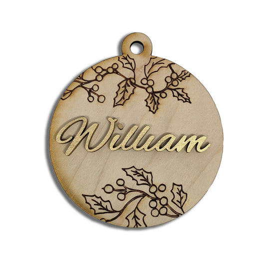Ornament - Double Layer - Circle Ornament with Hollies